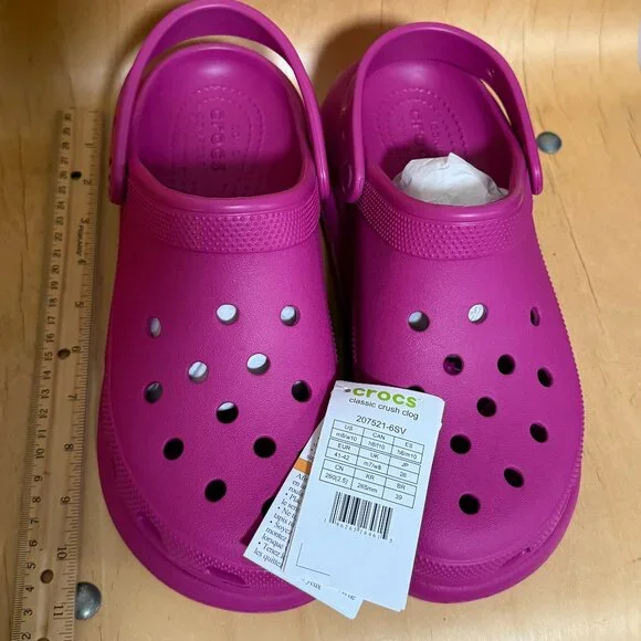 New CROCS Crush Platform High Clogs Bright Fuchsia Hot Pink Shoes Women's 10 - Picture 2 of 16